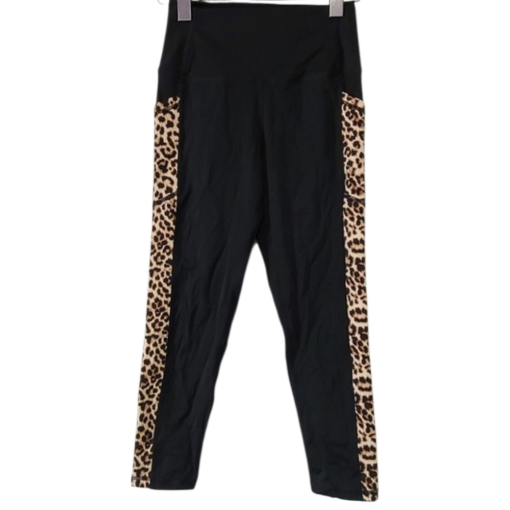 Zyia Leopard Print Crop Leggings Sz 4 High Rise Sweat Wicking Athletic Yoga Pant